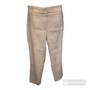 Elegant Cream Patterned Women's Trousers